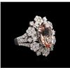 Image 2 : 5.15ct Morganite and Diamond Ring - 18KT White Gold
