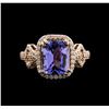 Image 2 : 2.85ct Tanzanite and Diamond Ring - 14KT Rose Gold