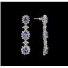 Image 2 : 4.48ctw Tanzanite and Diamond Earrings - 14KT White Gold