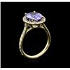Image 3 : 3.25ct Tanzanite and Diamond Ring - 14KT Yellow Gold
