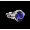 Image 1 : 3.71ct Tanzanite and Diamond Ring - Platinum