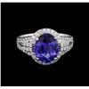 Image 2 : 3.71ct Tanzanite and Diamond Ring - Platinum