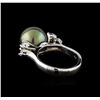 Image 3 : Tahitian Pearl and Diamond Ring - 14KT White Gold