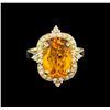 Image 2 : 5.25ct Citrine and Diamond Ring - 14KT Yellow Gold