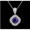 Image 1 : 14KT White Gold 2.31ct Tanzanite and Diamond Pendant With Chain