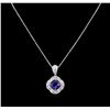 Image 2 : 14KT White Gold 2.31ct Tanzanite and Diamond Pendant With Chain