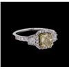 Image 1 : 1.72ctw Fancy Greenish Yellow Diamond Ring - 14KT Two-Tone Gold