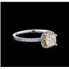 Image 1 : 1.28ctw Fancy Light Yellow Diamond Ring - 14KT Two-Tone Gold