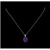 Image 1 : Crayola 8.80ct Amethyst Pendant With Chain - 14K White Gold
