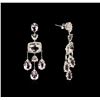 Image 2 : 27.83ctw Kunzite and Diamond Dangle Earrings - 18KT White Gold