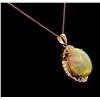 Image 3 : 17.32ct Opal and Diamond Pendant With Chain - 14KT Rose Gold