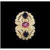 Image 2 : 4.58ctw Sapphire and Diamond Ring - 14KT Yellow Gold