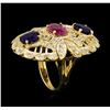 Image 4 : 4.58ctw Sapphire and Diamond Ring - 14KT Yellow Gold