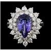 Image 2 : 14KT White Gold 3.69ct Tanzanite and Diamond Ring
