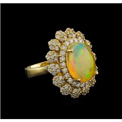 4.68ct Opal and Diamond Ring - 14KT Yellow Gold