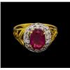 Image 2 : 1.85ct Ruby and Diamond Ring - 18KT Yellow Gold