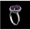 Image 4 : 4.77ct Amethyst and Diamond Ring - 14KT White Gold