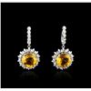 14KT White Gold 15.20ctw Citrine and Diamond Earrings
