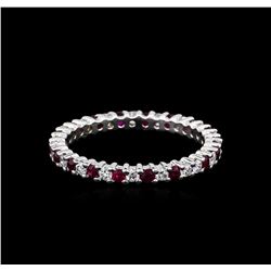 0.90ctw Ruby and Diamond  Ring - 14KT White Gold