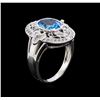 Image 4 : 3.50ct Blue Topaz and Diamond Ring - 14KT White Gold