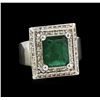 Image 1 : 14KT White Gold 3.02ct Emerald and Diamond Ring