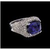 Image 1 : 14KT White Gold 6.47ct Tanzanite and Diamond Ring
