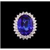 Image 2 : 14KT White Gold GIA Certified 22.43ct Tanzanite and Diamond Ring