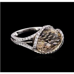 3.00ct Smoky Quartz and Diamond Ring - 18KT White Gold