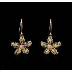 0.69ctw Light Brown Diamond Earrings - 14KT Yellow Gold