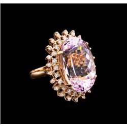 27.62ct Kunzite and Diamond Ring - 14KT Rose Gold