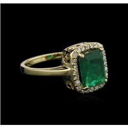 1.74ct Emerald and Diamond Ring - 14KT Yellow Gold