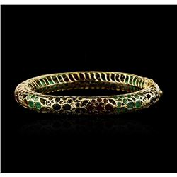 14KT Yellow Gold 12.60ctw Multi Gemstone Bangle Bracelet