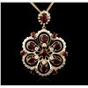 Image 1 : 14KT Yellow Gold 9.82ctw Ruby and Diamond Pendant With Chain