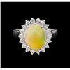 Image 2 : 3.07ct Opal and Diamond Ring - 14KT White Gold