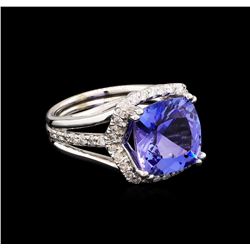 6.11ct Tanzanite and Diamond Ring - 14KT White Gold