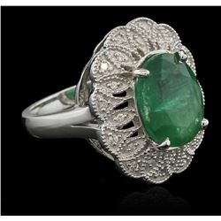 5.48ct Emerald and Diamond Ring - 14KT White Gold