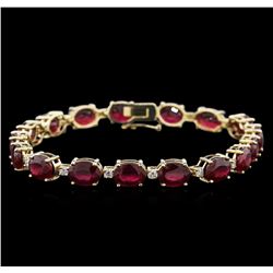 14KT Yellow Gold 27.30ctw Ruby and Diamond Bracelet