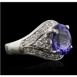 14KT White Gold 3.28ct Tanzanite and Diamond Ring