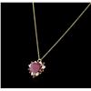 Image 2 : 5.29ctw Ruby and Diamond Pendant - 14KT Yellow Gold