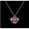 Image 3 : 5.29ctw Ruby and Diamond Pendant - 14KT Yellow Gold