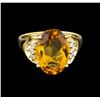 Image 2 : 4.72ct Citrine and Diamond Ring - 14KT Yellow Gold