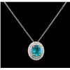 Image 1 : 2.68ct Apatite and Diamond Pendant - 14KT White Gold