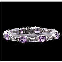 Crayola 17.00ctw Pink Amethyst and White Sapphire Bracelet - .925 Silver