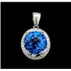Image 1 : 6.00ct Blue Topaz and Diamond Pendant - 14KT White Gold