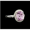 Image 1 : 4.90ct Kunzite and Diamond Ring - 14KT White Gold