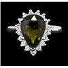 Image 2 : 14KT White Gold 3.23ct Green Tourmaline and Diamond Ring