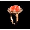 Image 4 : 8.10ct Coral and Diamond Ring - 14KT Rose Gold