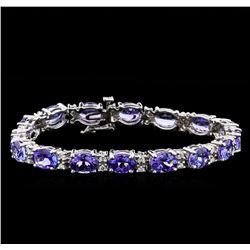 19.90ctw Tanzanite and Diamond Bracelet - 14KT White Gold