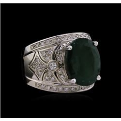 14KT White Gold 6.63ct Emerald and Diamond Ring