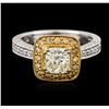 Image 2 : 18KT Two-Tone Gold 1.43ctw Fancy Light Yellow Diamond Ring